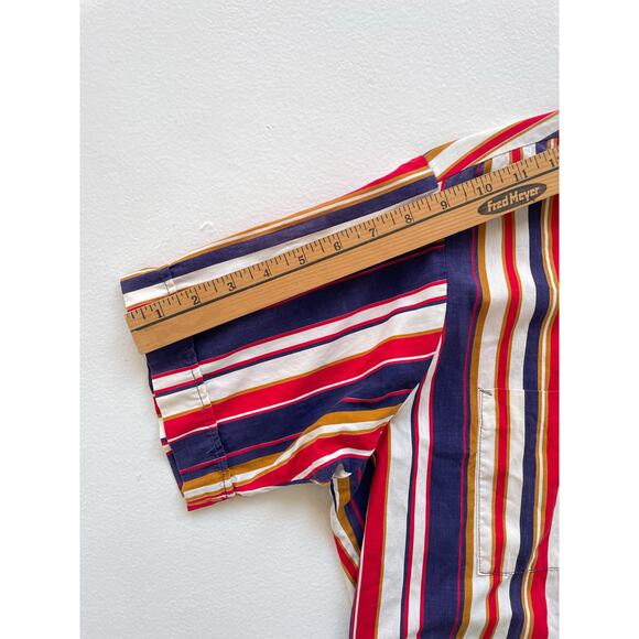Vtg 50s 60s DON LOPER Striped Button Up Shirt / Sz L / Short Sleeve Retro READ - Picture 12 of 16
